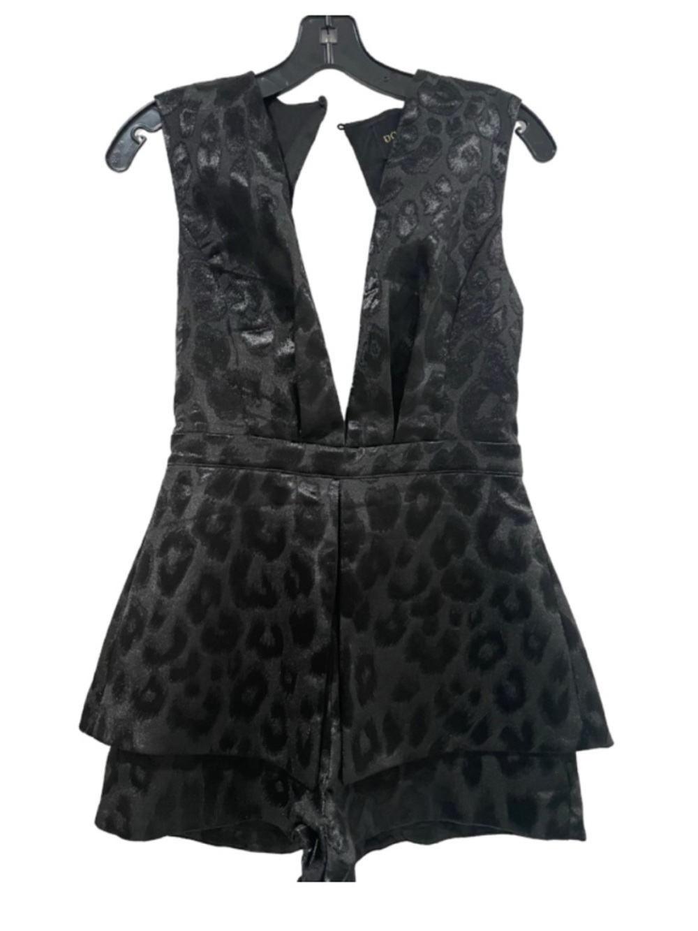 DO+BE Black Leopard Jacquard Plunge Romper